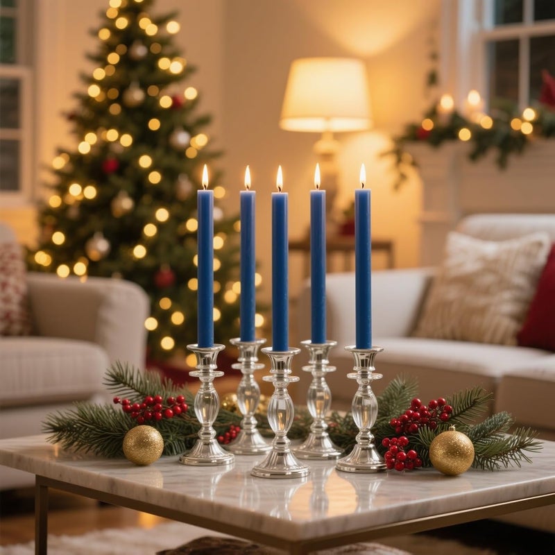 Sihuida 12-Pack Navy Blue Taper Candles, 10 Inch Unscented Dripless Candlesticks, Long-Lasting Burn Time of 7-8 Hours, Perfect for Home Décor Dinner Party Meditation - Image 5